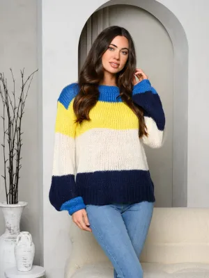 WOMEN'S LONG SLEEVE COLORBLOCK KNIT SWEATER