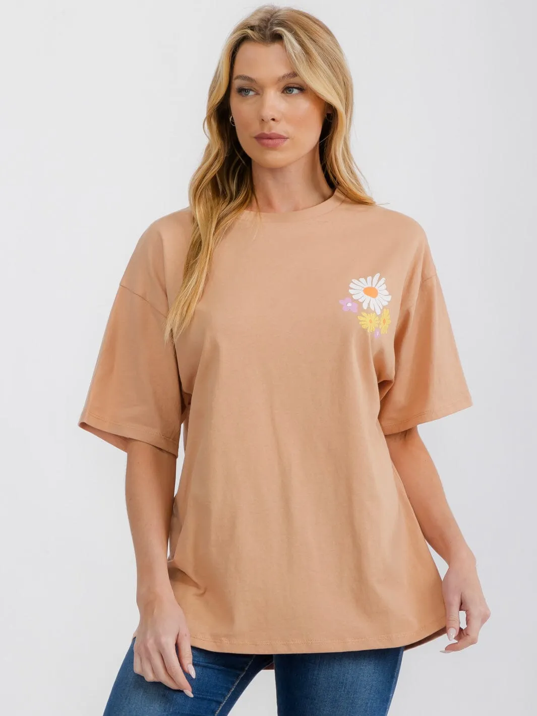 WOMEN'S SHORT SLEEVE FLORAL GRAPHIC T-SHIRT