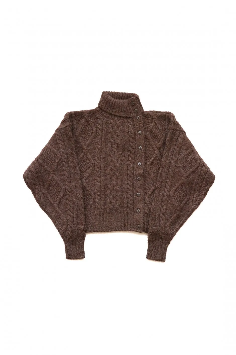 WRYHT - FISHERMAN BUTTONED SWEATER - ESPRESSO