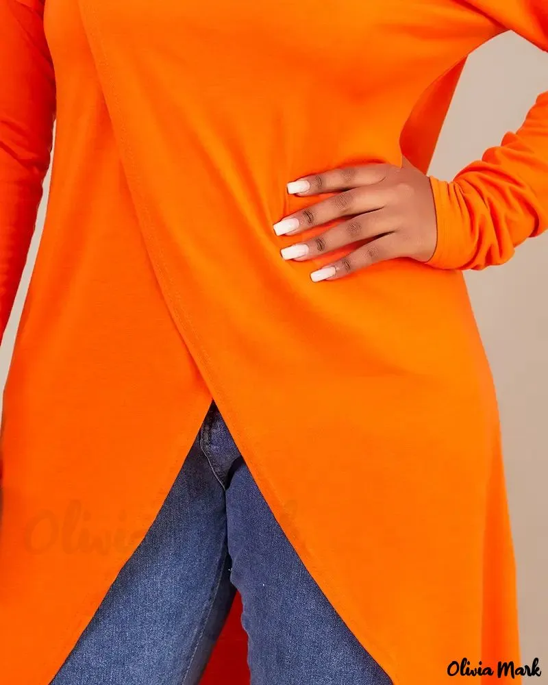 Xieyinshe - Long Sleeve Asymmetric Hem Top