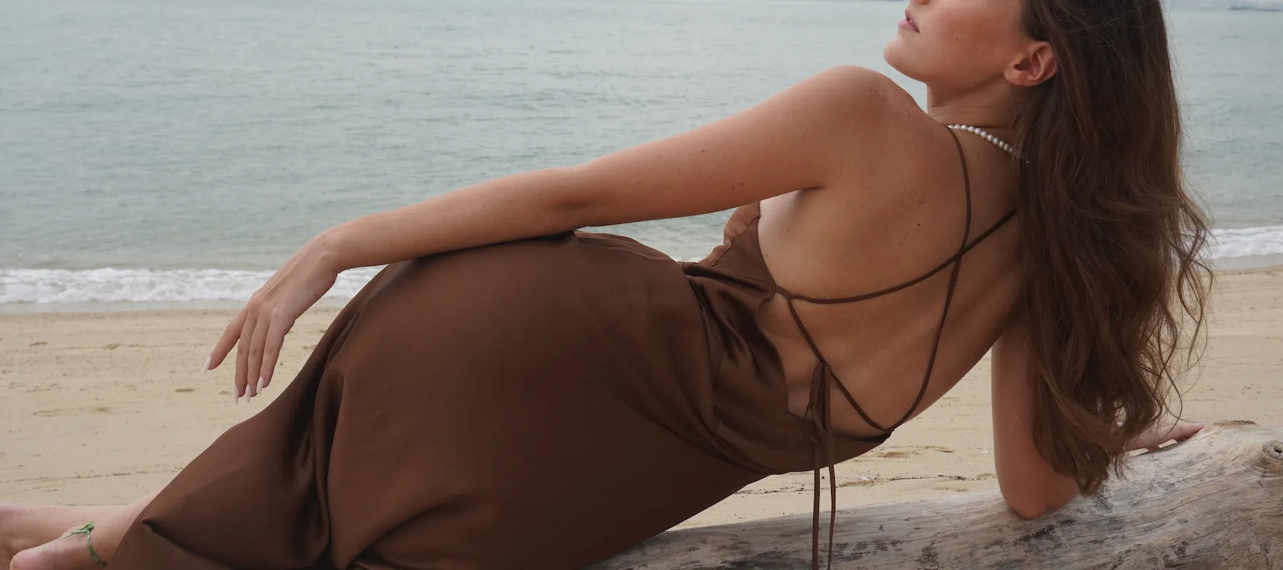 YUMI SATIN SILK MAXI SLIP DRESS BRONZE