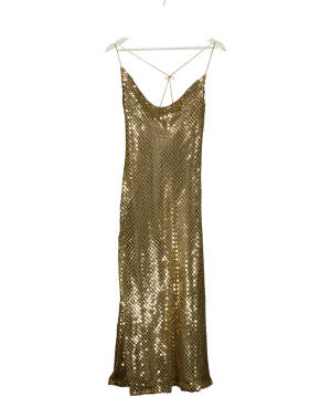 ZARA Metallic Slip Midi Dress UK S