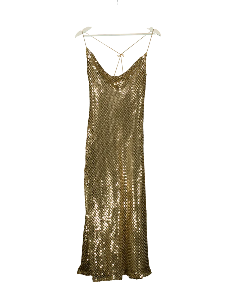 ZARA Metallic Slip Midi Dress UK S